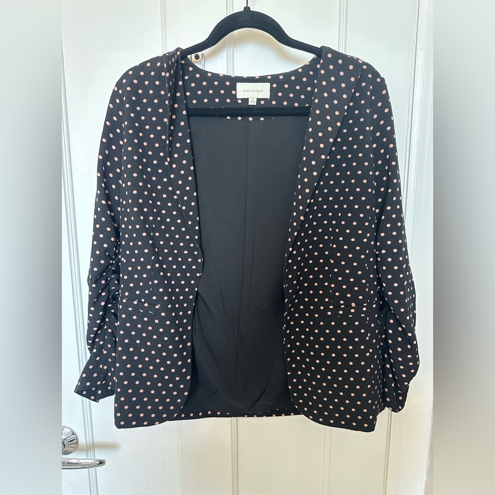 Black and nude polka dot blazer